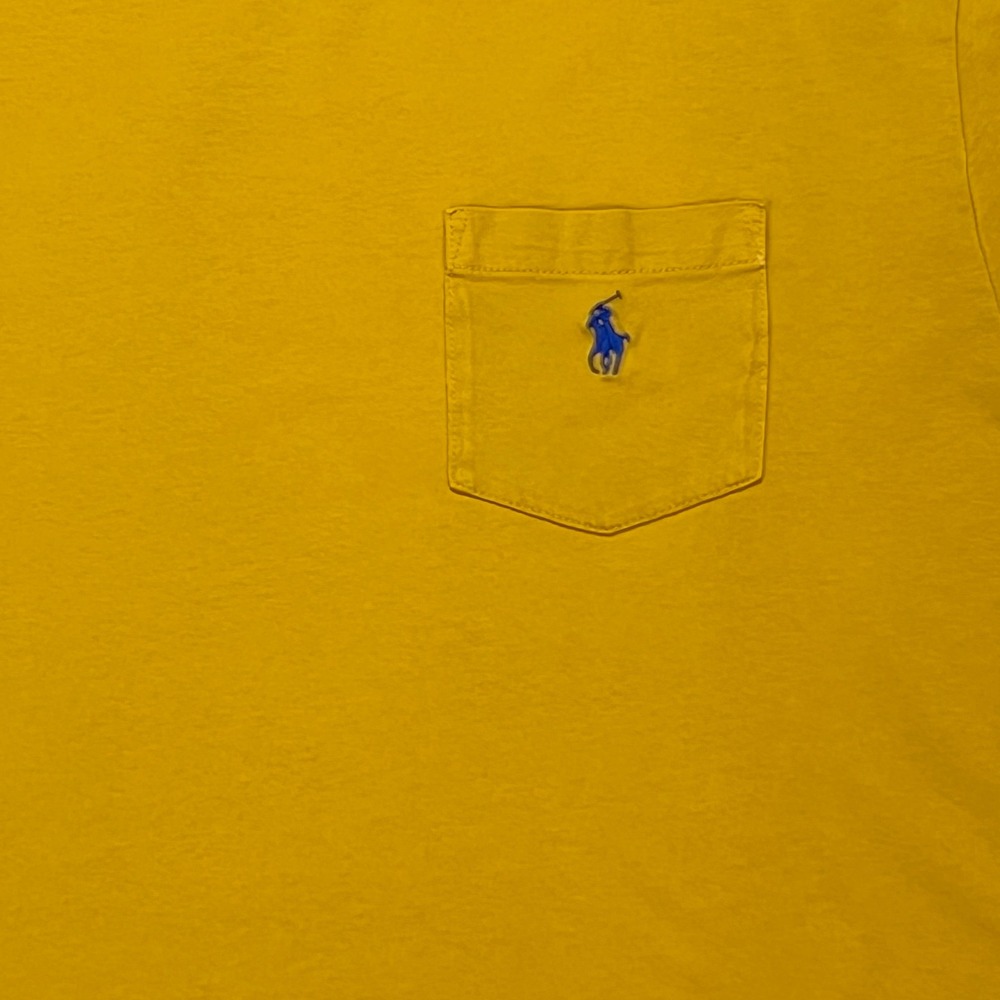 Retro Polo Ralph Lauren Classic Fit Jersey Pocket T-shirt Yellow Large L - Picture 4 of 9